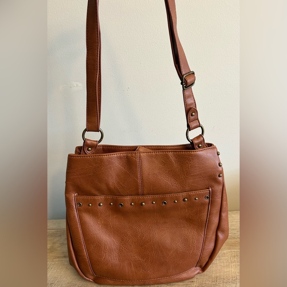 B.O.C.‎ Born Concepts Womens Crossbody Medium Faux Leather Saddlebag Purse Brown